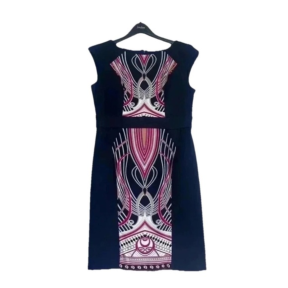 DRESSBARN Women's Navy Blue Sleeveless Lined Sheath Dress size 12 NWTs - Picture 1 of 11